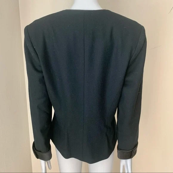 NOLAN MILLER Vintage Evening Jacket Blazer Black Wool Satin Embellished Size 10 - Picture 9 of 14